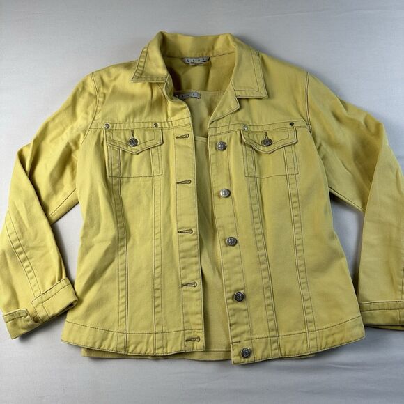 CAbi Denim Jean Jacket Womens Size Medium Bright Yellow Spring Easter - Picture 1 of 5